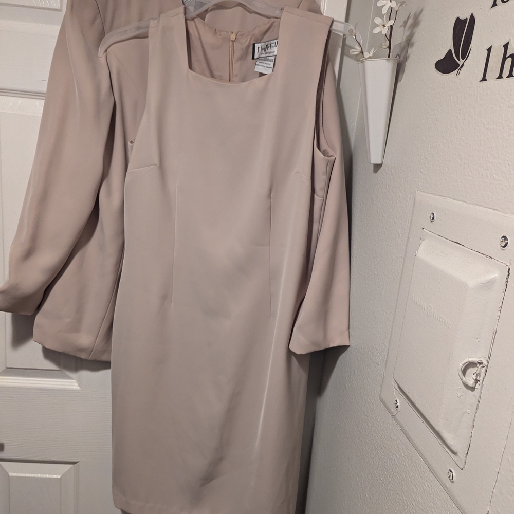 Mary McFadden Beige  Dress And Blazer